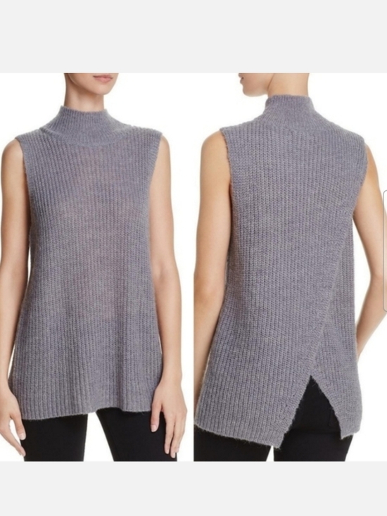 French Connection Sweaters - French Connection Crossback Mock Neck Sleeveless Sweater Gray Wool Blend L